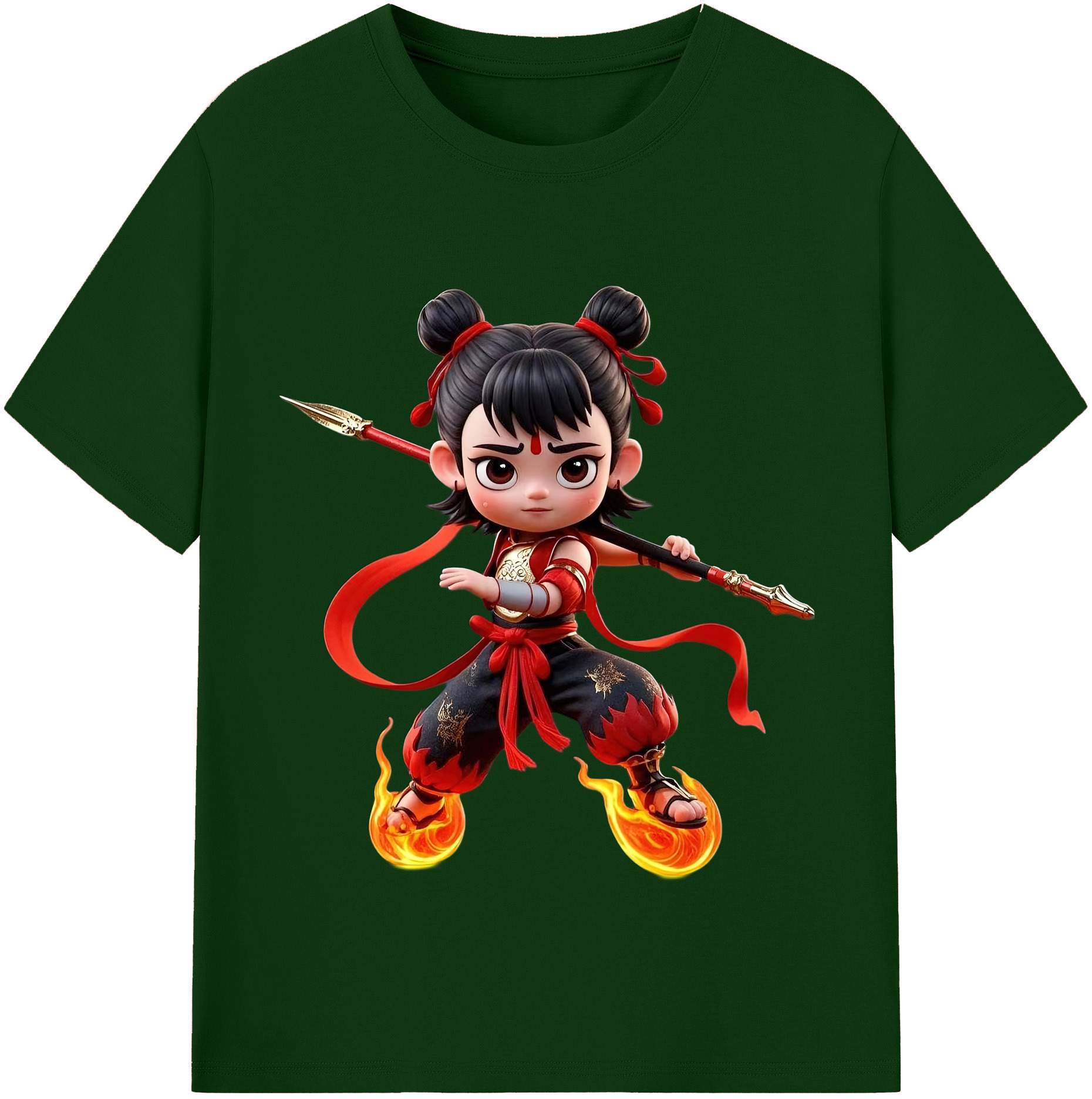 （画像用） Ne Zha 2 ナタ 魔童の大暴れ 綿100％半袖Tシャツ（フロントプリント）